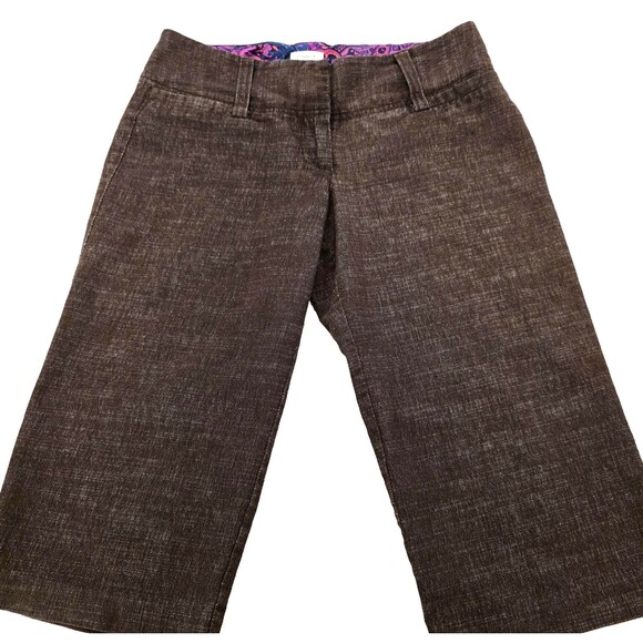 Y2K Vintage Cropped Capri Studio Y Pants Women's 1/2 Brown Stretch Slim Fit - Picture 1 of 11